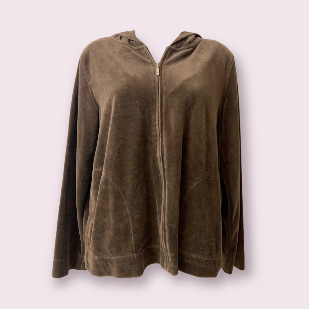Brown Velour Crazy Horse Zip-up Hoodie Jacket
